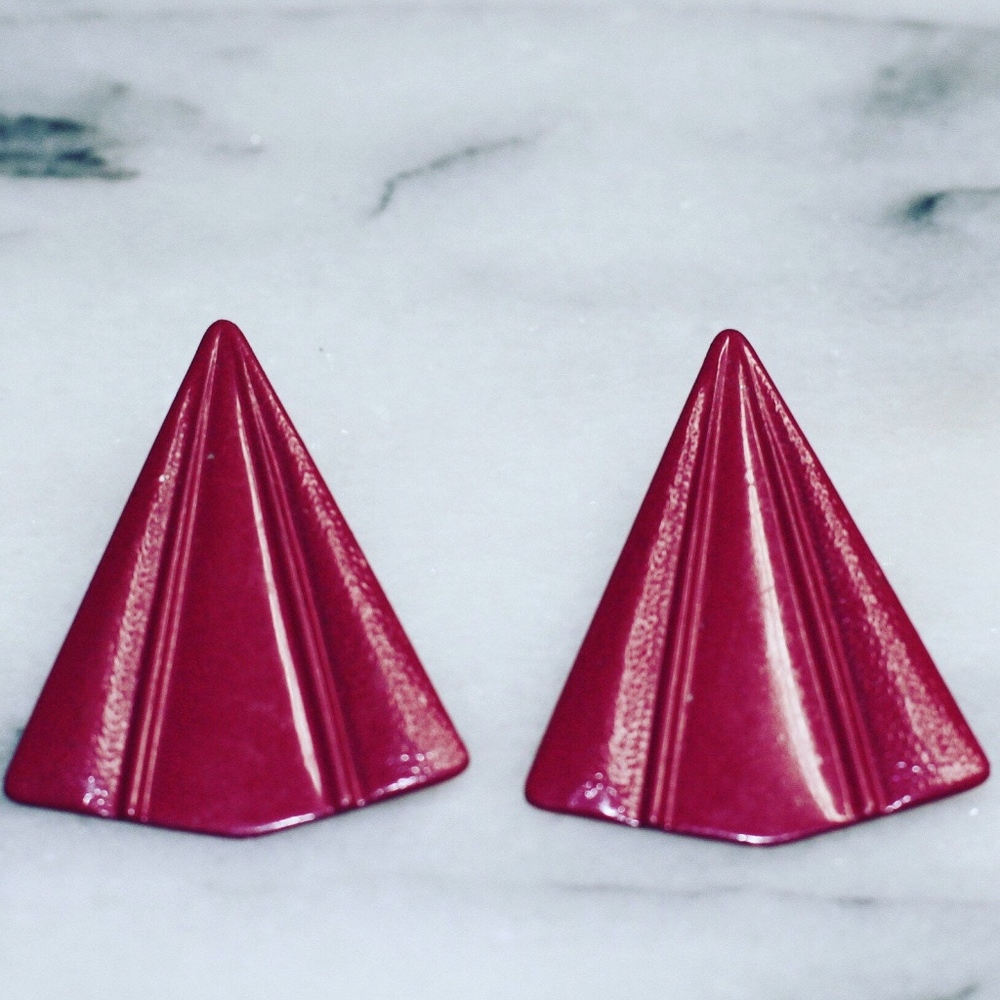 80's Purple Triangle Earrings